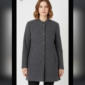 APPLESEED'S Women's Large Dark Grey‎ 100% Wool Button Down Cardigan Coat Cozy